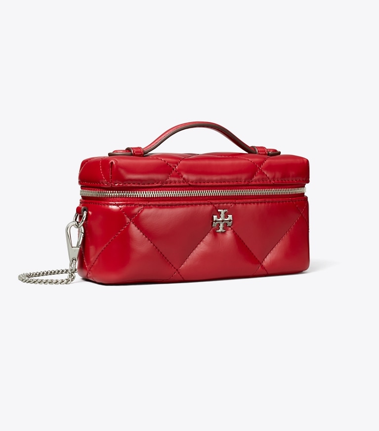 Tory Burch designer mini bags Kira Diamond Quilt East-West Vanity Case in Red angle