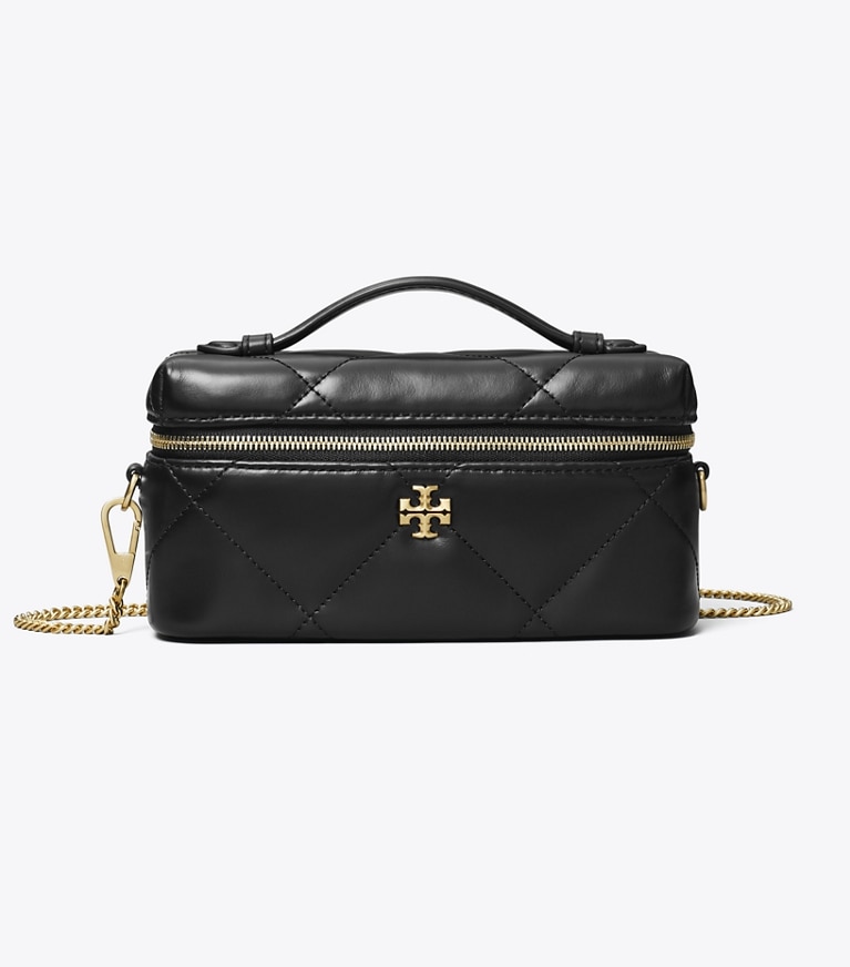 Tory Burch designer mini bags Kira Diamond Quilt East-West Vanity Case in Black angle