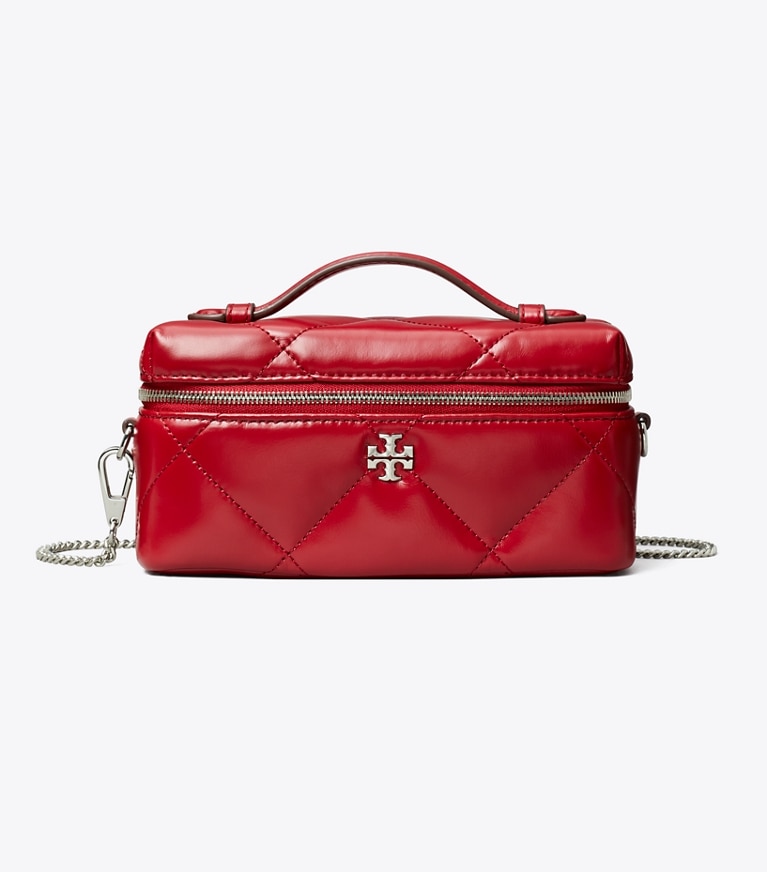 Tory Burch designer mini bags Kira Diamond Quilt East-West Vanity Case in Red front