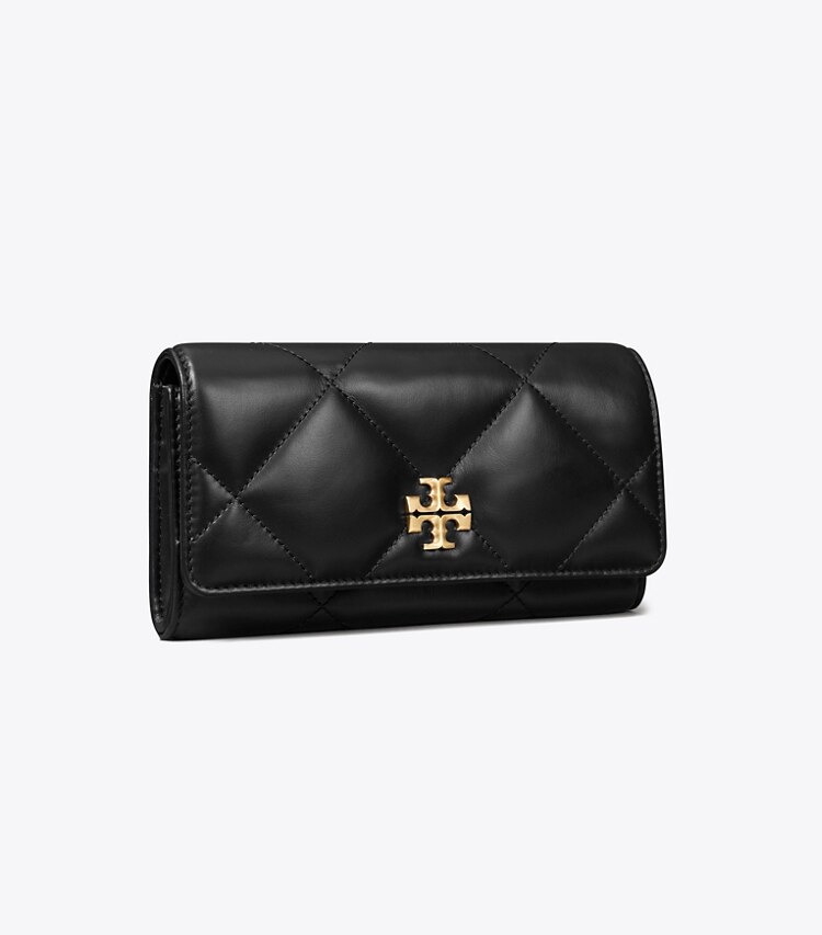 Tory Burch designer wallets Kira Diamond Quilt Flap Wallet in Black angle