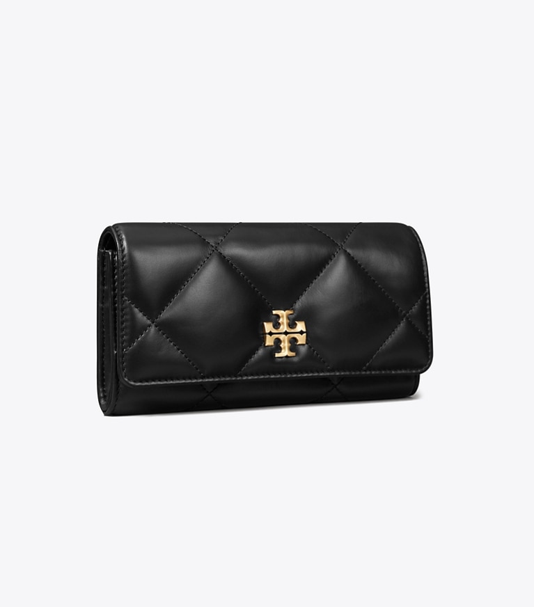 Tory Burch designer wallets Kira Diamond Quilt Flap Wallet in Black angle