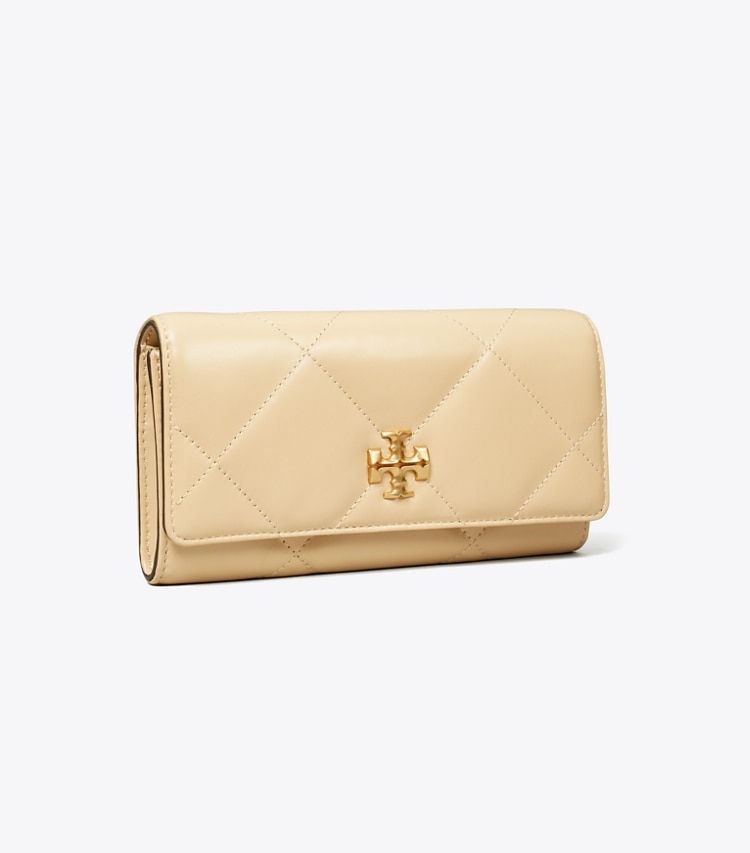 Tory Burch designer wallets Kira Diamond Quilt Flap Wallet in Vanilla Soft Serve angle