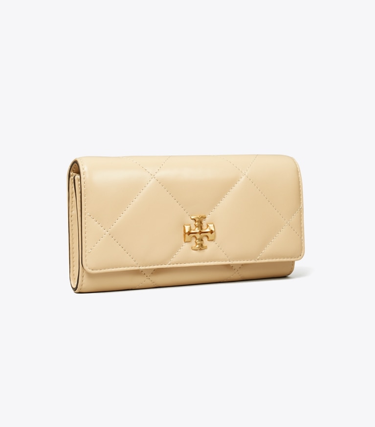 Tory Burch designer wallets Kira Diamond Quilt Flap Wallet in Vanilla Soft Serve angle