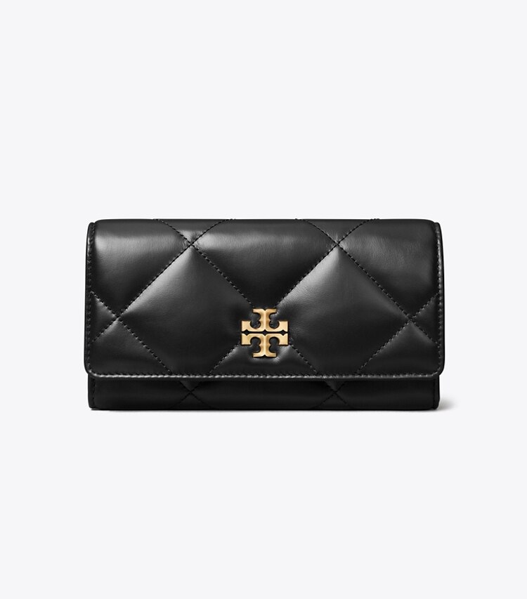 Tory Burch designer wallets Kira Diamond Quilt Flap Wallet in Black front
