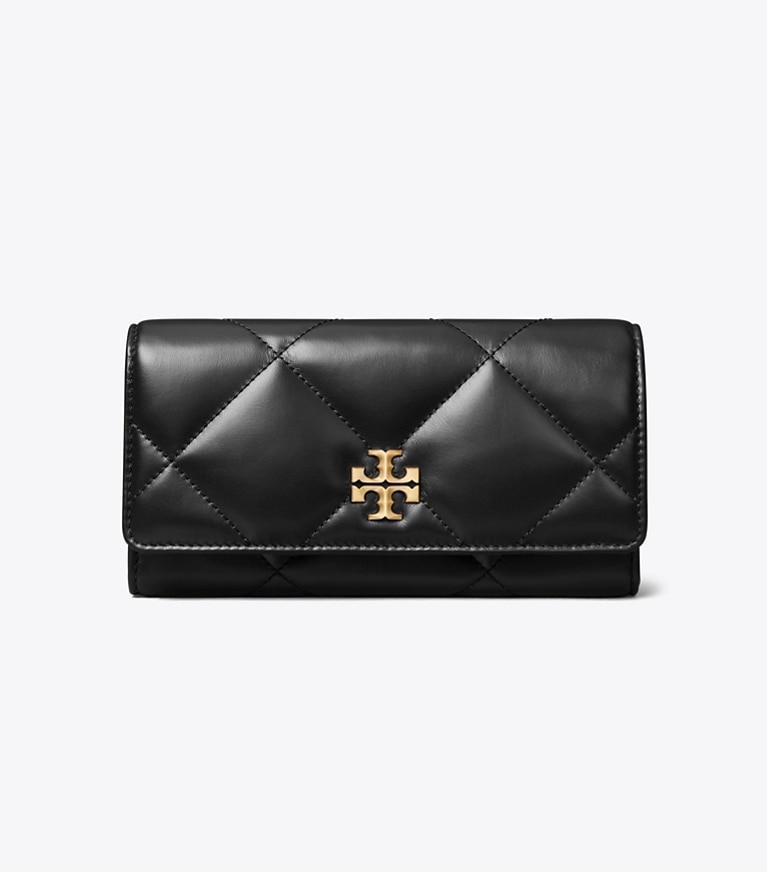 Tory Burch designer wallets Kira Diamond Quilt Flap Wallet in Black angle