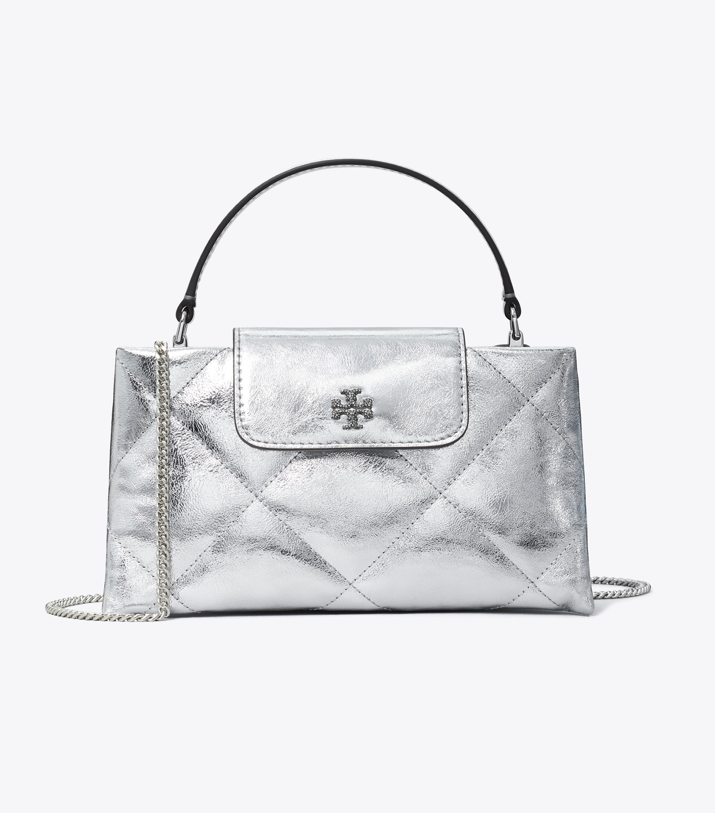 Kira Diamond Quilt Metallic Top-Handle Bag