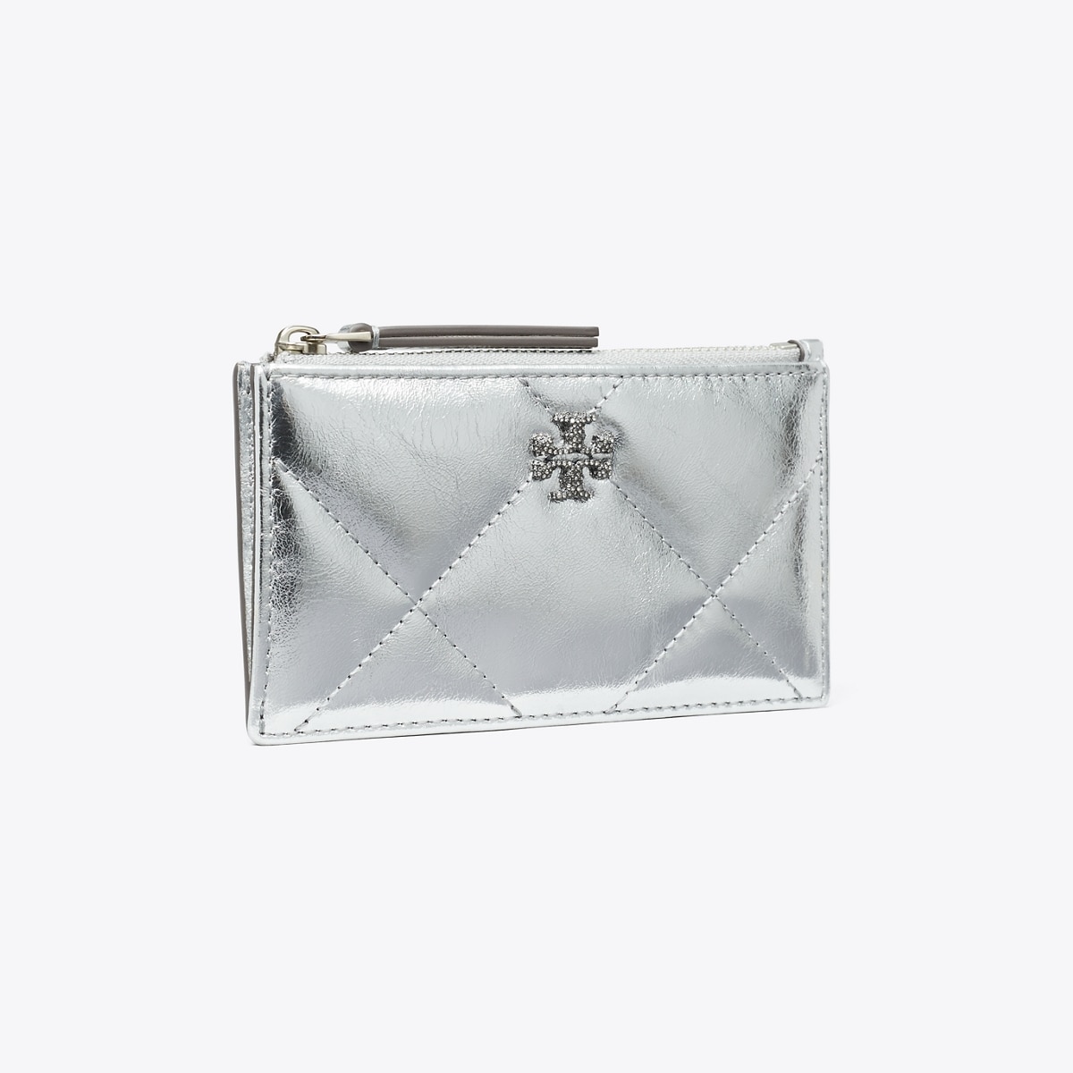 Kira Diamond Quilt Metallic Zip Card Case: Women's Designer Card