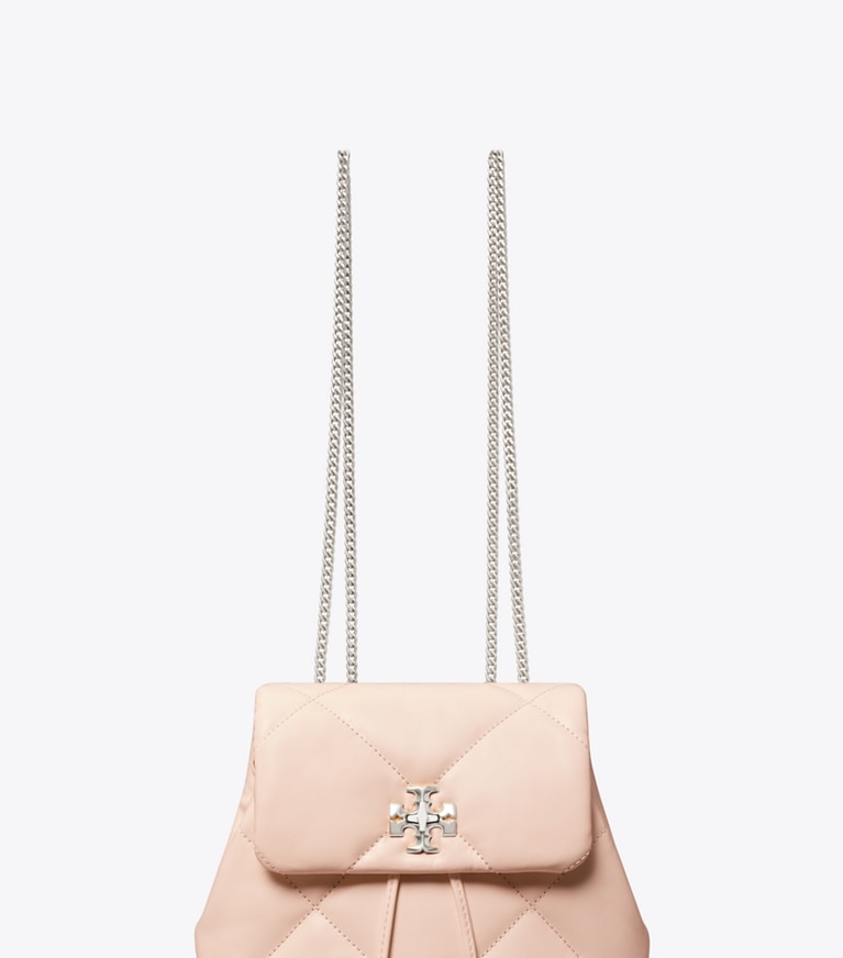 Tory Burch designer backpacks Kira Diamond Quilt Mini Backpack in Soft Pink angle
