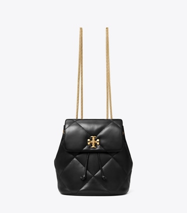 Tory Burch designer backpacks Kira Diamond Quilt Mini Backpack in Black front