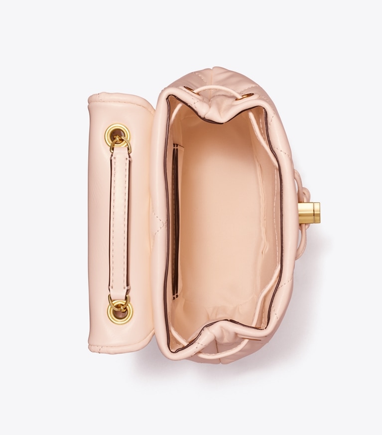 Tory Burch designer backpacks Kira Diamond Quilt Mini Backpack in Soft Pink angle