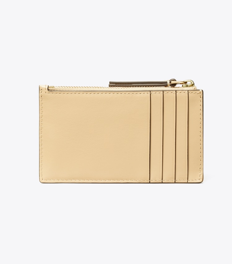 Tory Burch designer card cases Kira Diamond Quilt Pavé Logo Zip Card Case in Vanilla Soft Serve back