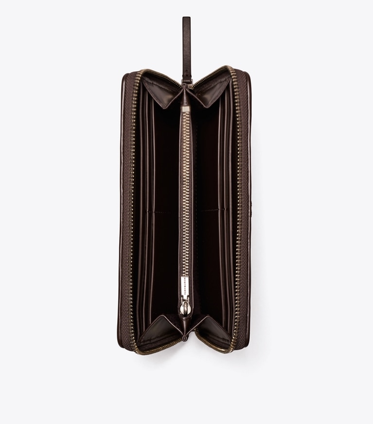 Tory Burch designer wallets Kira Diamond Quilt Pavé Zip Continental Wallet in JOHN COCO angle