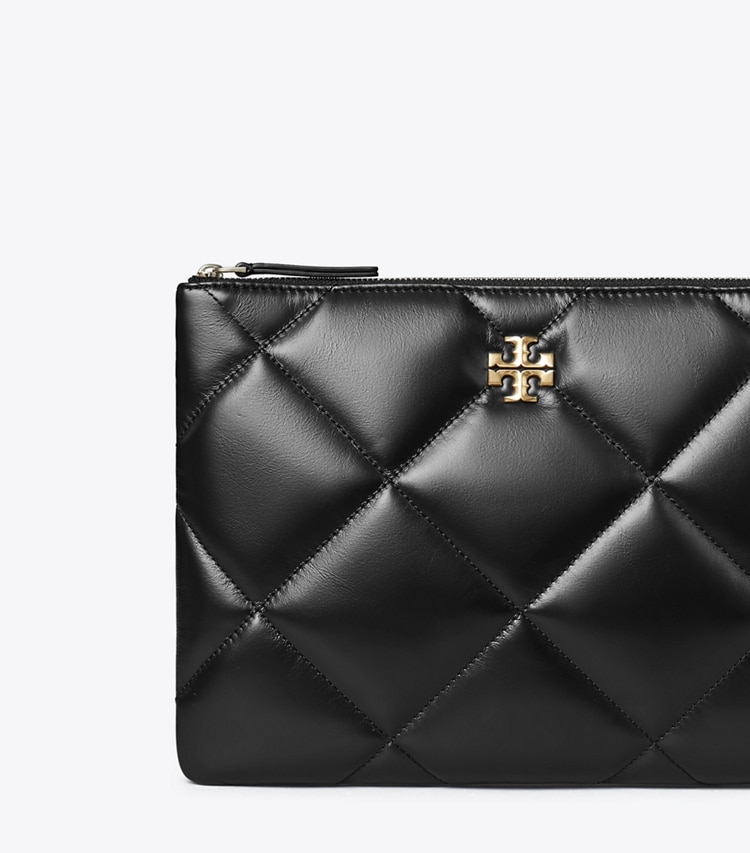 Tory Burch designer Kira Diamond Quilt Pouch in Black detail
