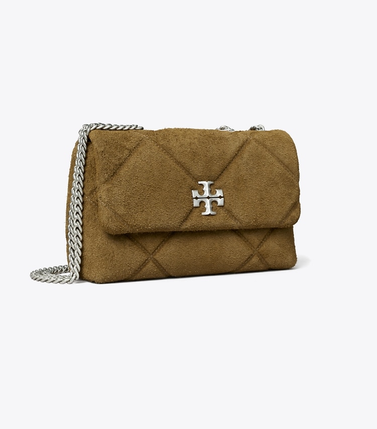 Tory Burch designer shoulder bags Kira Diamond Quilt Suede Shoulder Bag in Deep Olive angle