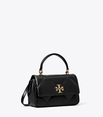 Tory Burch designer crossbody bags Kira Diamond Quilt Top-Handle in Black angle