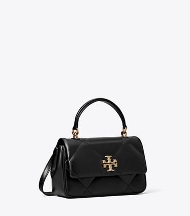 Tory Burch designer crossbody bags Kira Diamond Quilt Top-Handle in Black angle