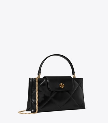 Tory Burch designer mini bags Kira Diamond Quilt Top-Handle Bag in Black angle