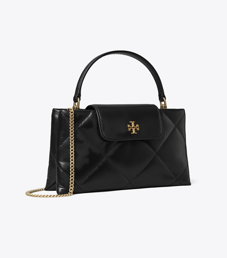Tory Burch designer mini bags Kira Diamond Quilt Top-Handle Bag in Black angle