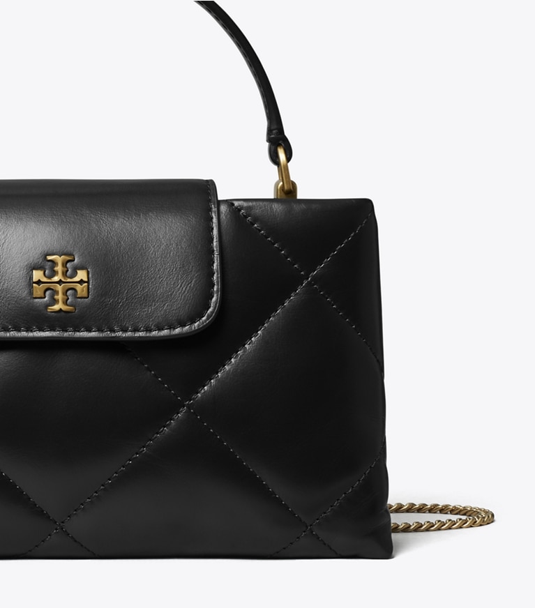 Tory Burch designer mini bags Kira Diamond Quilt Top-Handle Bag in Black angle
