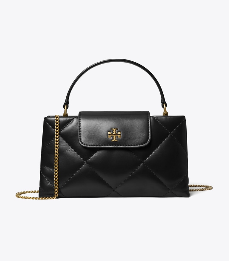 Tory Burch designer mini bags Kira Diamond Quilt Top-Handle Bag in Black angle