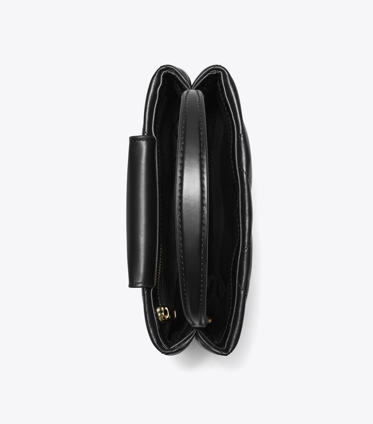 Tory Burch designer mini bags Kira Diamond Quilt Top-Handle Bag in Black angle