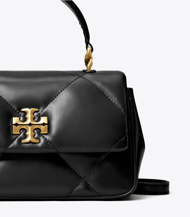 Tory Burch designer crossbody bags Kira Diamond Quilt Top-Handle in Black angle