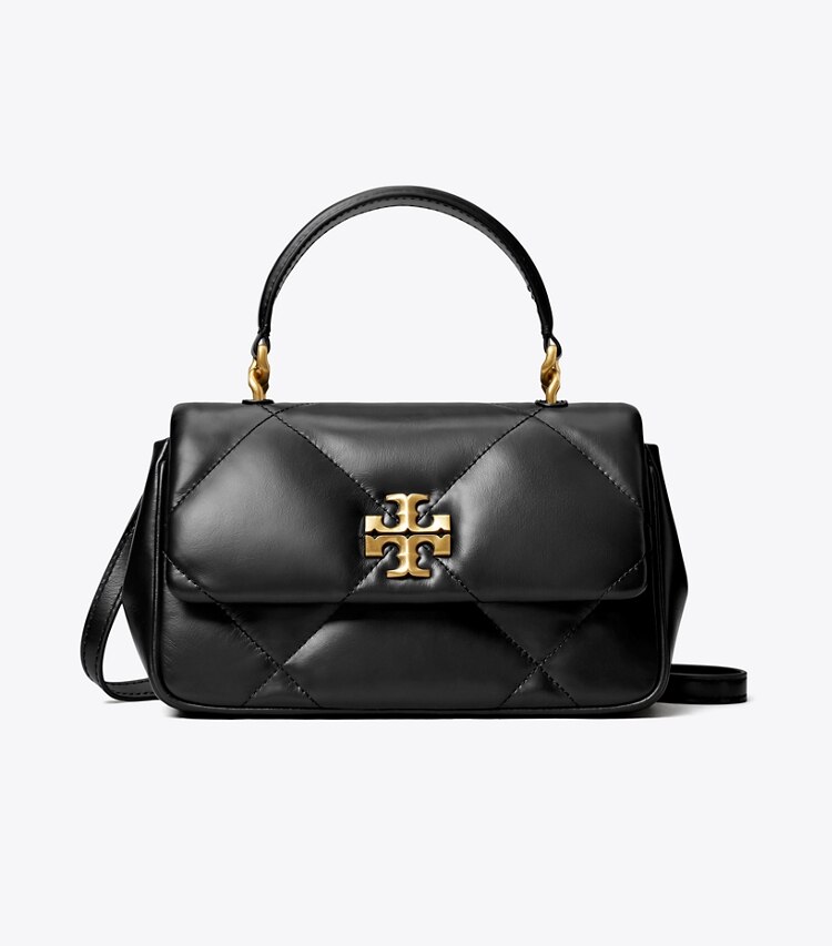 Tory Burch designer crossbody bags Kira Diamond Quilt Top-Handle in Black front