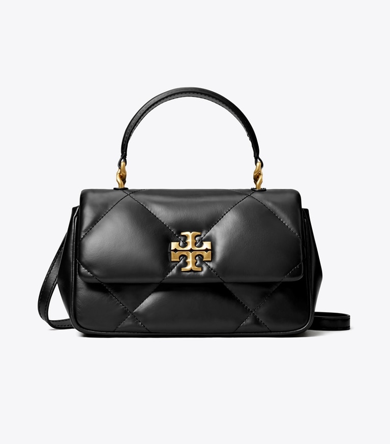 Tory Burch designer crossbody bags Kira Diamond Quilt Top-Handle in Black angle