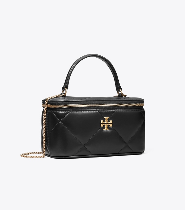 Tory Burch designer ミニバッグ キラ ダイヤモンドキルト ヴァニティケース in Black angle