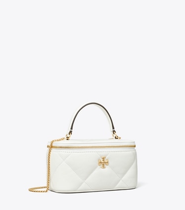 Tory Burch designer mini bags Kira Diamond Quilt Vanity Case in Blanc angle