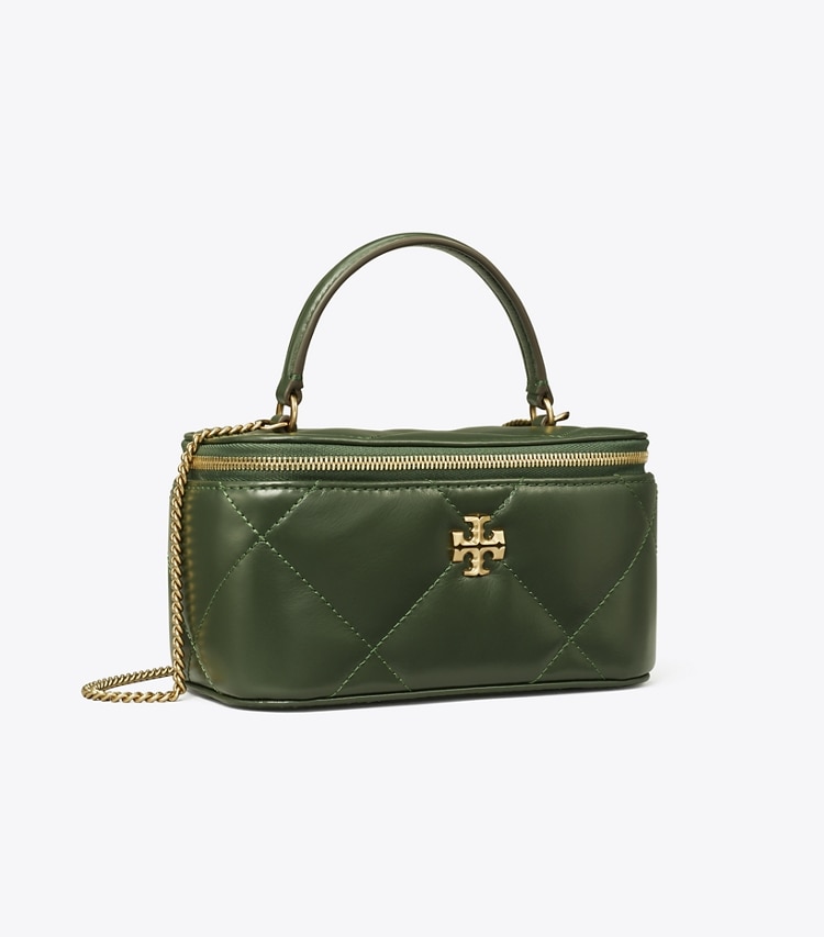 Tory Burch designer mini bags Kira Diamond Quilt Vanity Case in Fir Tree angle