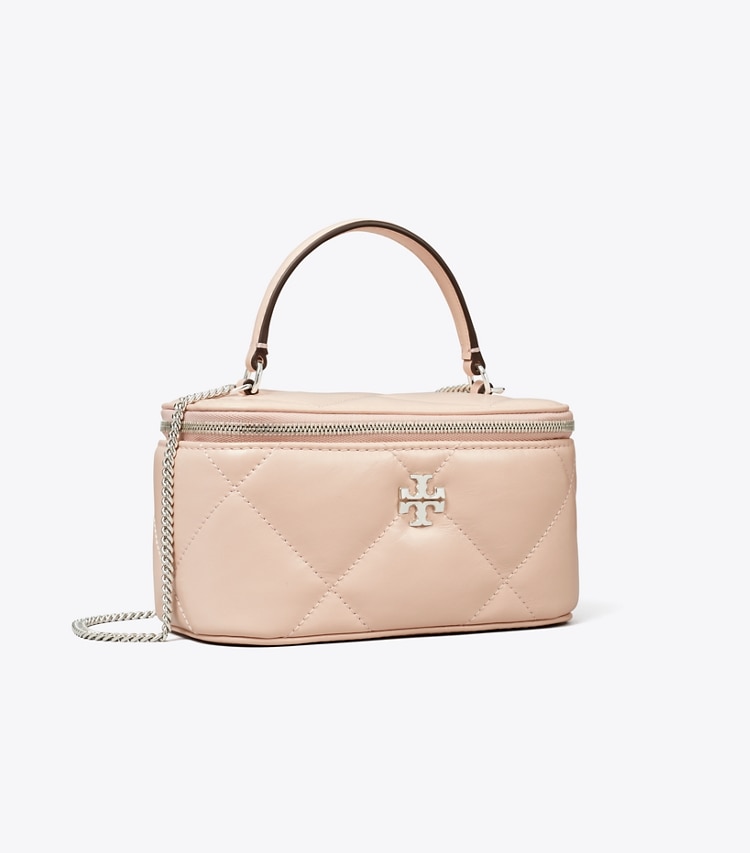 Tory Burch designer mini bags Kira Diamond Quilt Vanity Case in Soft Pink angle