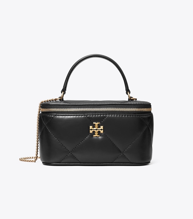 Tory Burch designer ミニバッグ キラ ダイヤモンドキルト ヴァニティケース in Black front