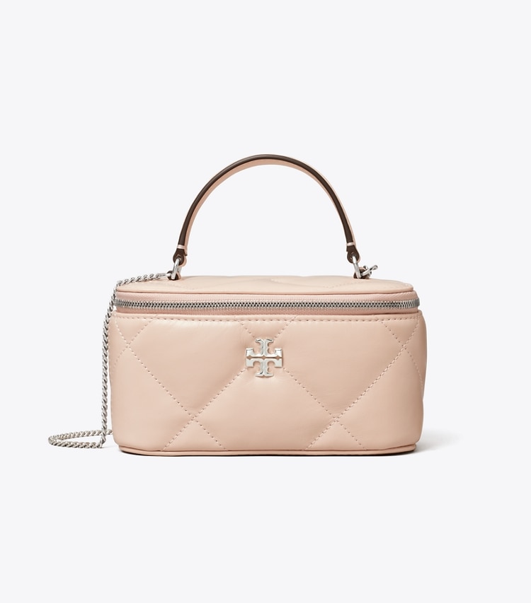 Tory Burch designer mini bags Kira Diamond Quilt Vanity Case in Soft Pink front