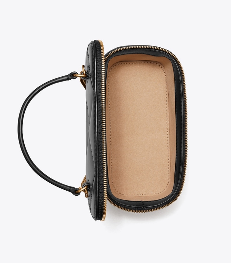 Tory Burch designer ミニバッグ キラ ダイヤモンドキルト ヴァニティケース in Black angle