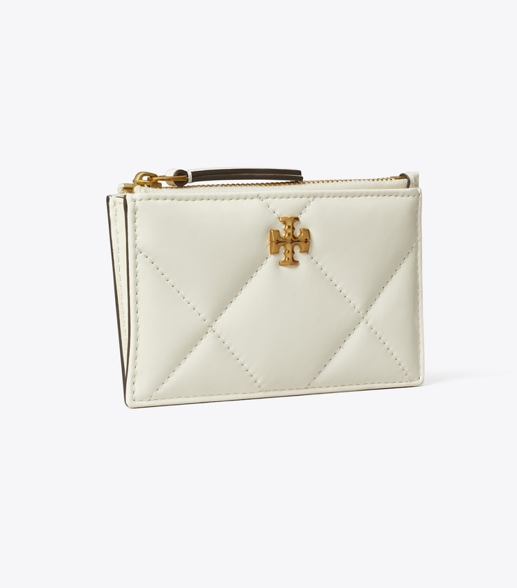 Tory Burch designer card cases Kira Diamond Quilt Zip Card Case in Warm White angle