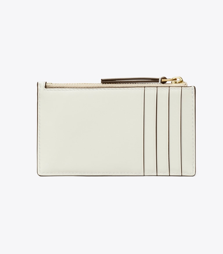 Tory Burch designer card cases Kira Diamond Quilt Zip Card Case in Warm White back