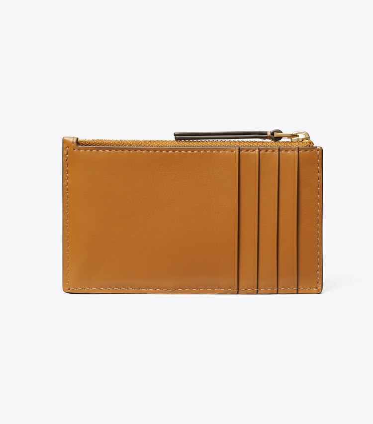 Tory Burch designer card cases Kira Diamond Quilt Zip Card Case in Tan back