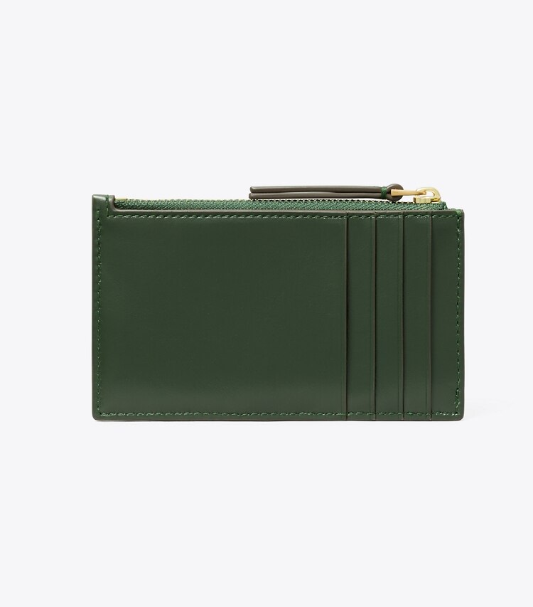 Tory Burch designer card cases Kira Diamond Quilt Zip Card Case in Basil back