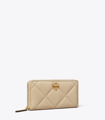 Kira Chevron Powder-Coated Zip Continental Wallet: Women's