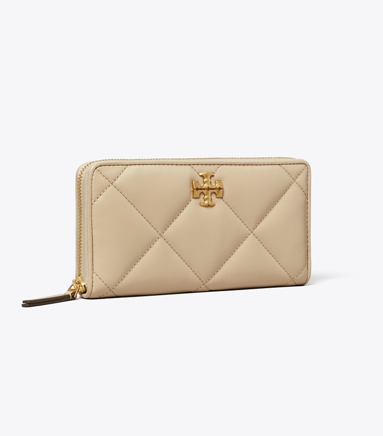 Tory Burch designer wallets Kira Diamond Quilt Zip Continental Wallet in Tortora angle