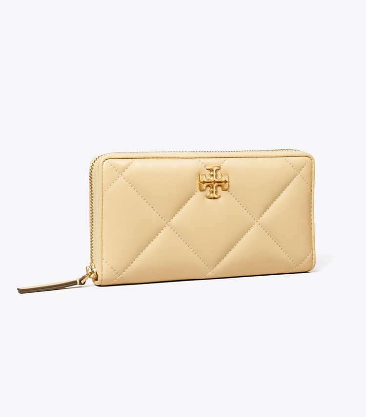 Tory Burch designer 財布 キラ ダイヤモンドキルト ジップ コンチネンタル ウォレット in Vanilla Soft Serve angle