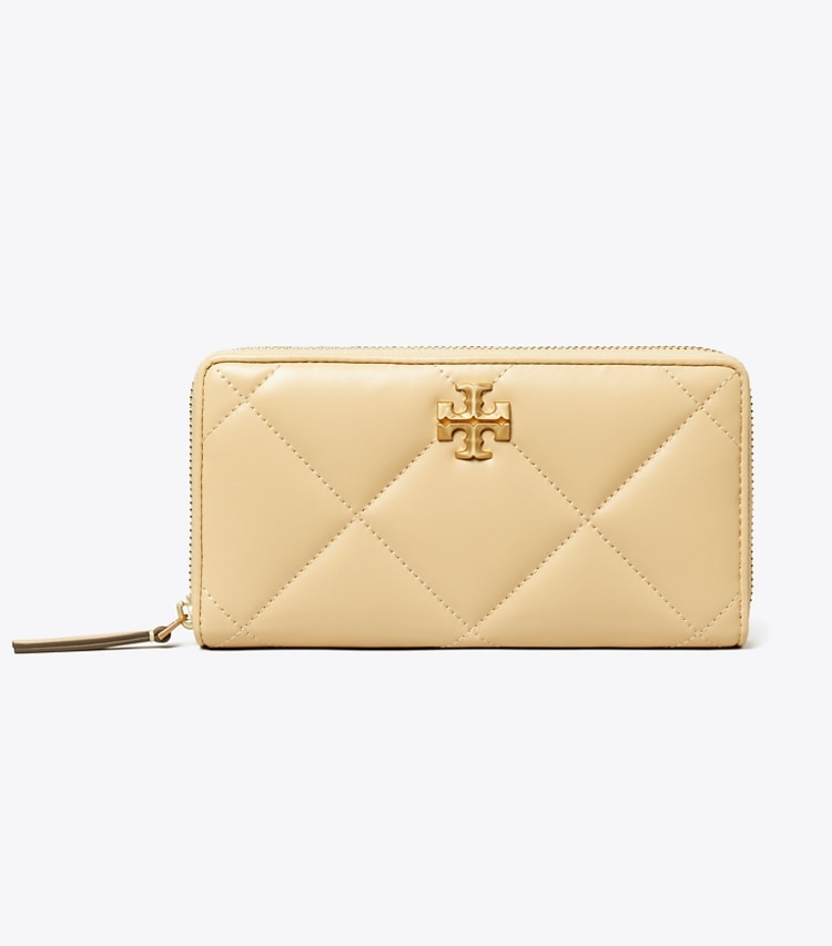 Tory Burch designer 財布 キラ ダイヤモンドキルト ジップ コンチネンタル ウォレット in Vanilla Soft Serve front