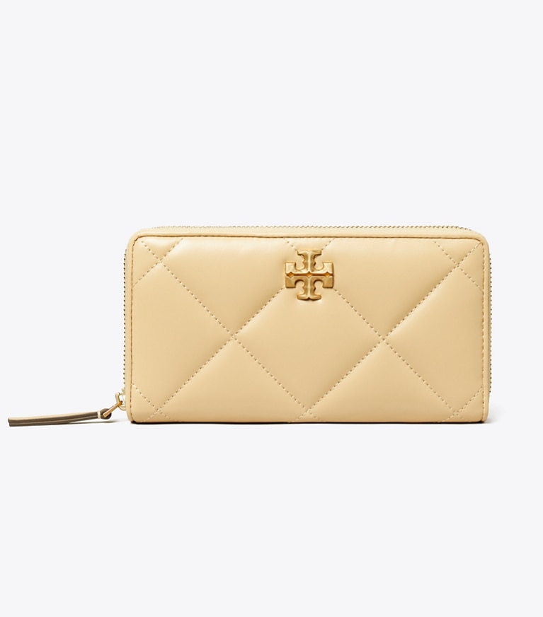 Tory Burch designer 財布 キラ ダイヤモンドキルト ジップ コンチネンタル ウォレット in Vanilla Soft Serve angle