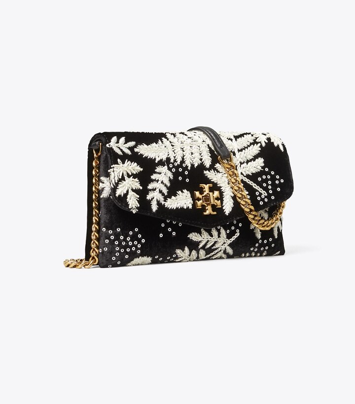 Kira Embroidered Velvet Chain Wallet: Women's Designer Mini Bags | Tory  Burch