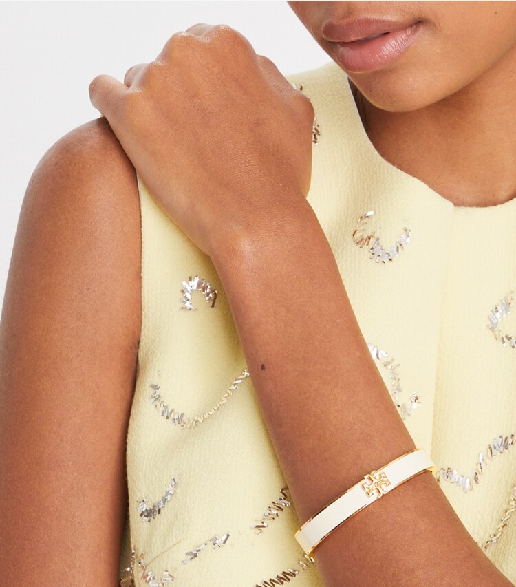 Tory Burch designer bracelets Kira Enamel 10mm Bracelet in Tory Gold / Black accessory on model