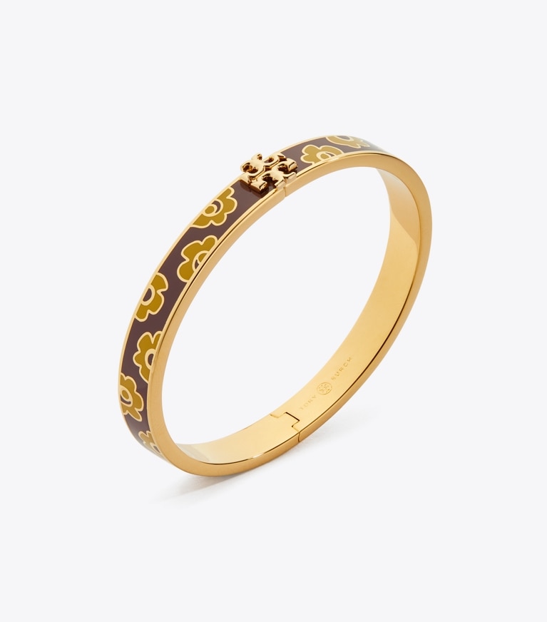 Tory Burch designer bracelets Kira Enamel 7mm Bracelet in Tory Gold / Burgundy Multi front