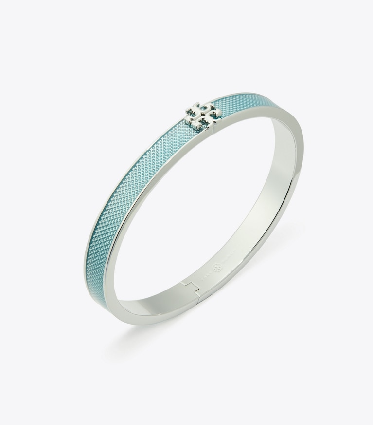 Tory Burch designer bracelets Kira Enamel 7mm Bracelet in Tory Silver / Sky front