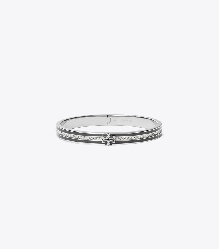 Tory Burch designer bracelets Kira Enamel 7mm Bracelet in Shiny Hematite/Black Multi front