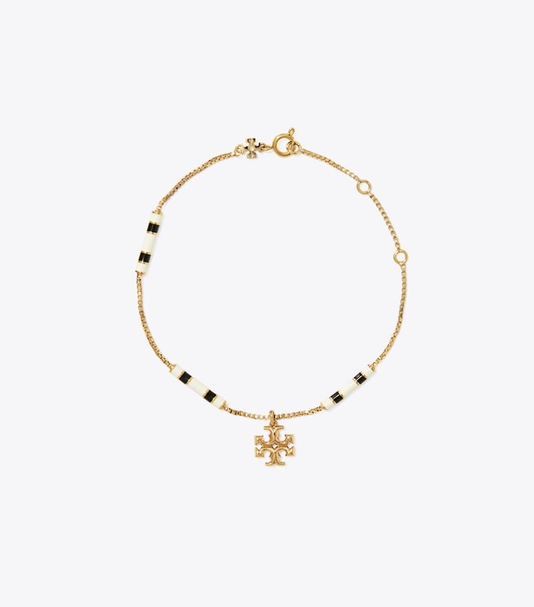 Tory Burch designer bracelets Kira Enamel Bar Bracelet in Tory Gold / New Ivory / Black front